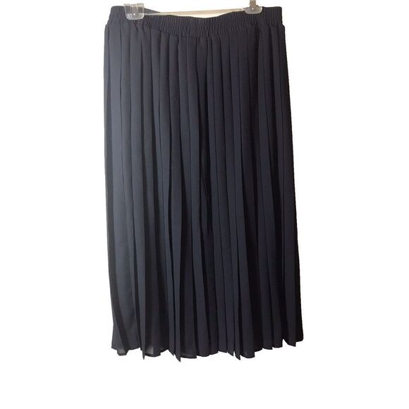 Vintage Special Effect Black Elegant Women's Midi Pleated Skirt Size 12-14 - Picture 2 of 7